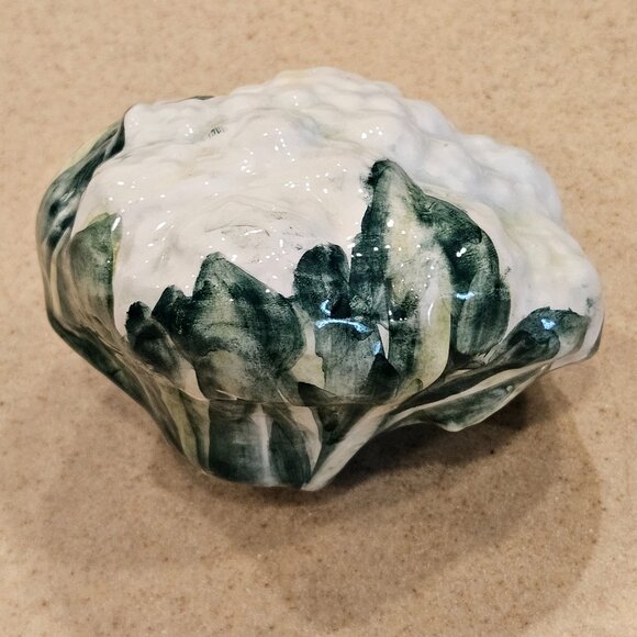 VINTAGE HANDPAINTED CERAMIC CAULIFLOWER MAJOLICA DECOR DISPLAY ART VIETRI ITALY - Picture 8 of 8